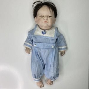 Newborn Porcelain Life Like Baby Doll 18” Boy With Clothes Kemper wig